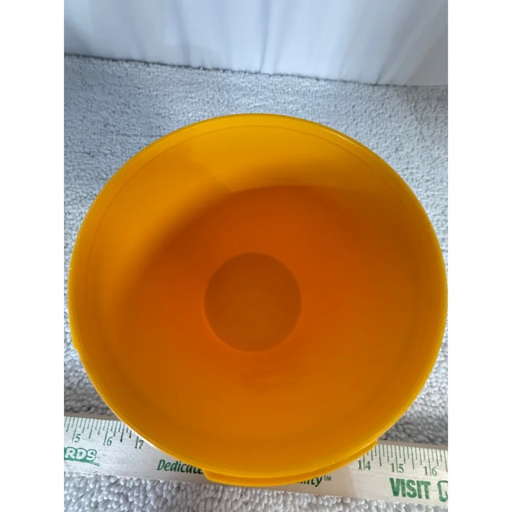 Vintage Tupperware Yellow Servalier Canister 811-4 Sunburst Lid Orange Floral‎